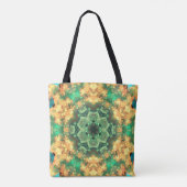 Tote Bag Psychédélique Mandala Flower vert et jaune (Dos)