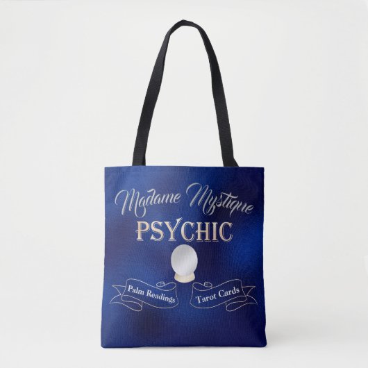 Tote Bag Psychique Crystal Ball Or et Bleu (Devant)