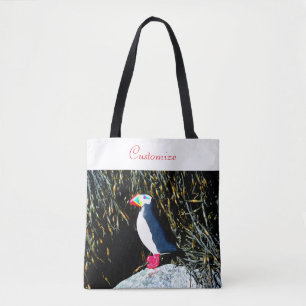 Tote Bag puffin d'art populaire sur rocher