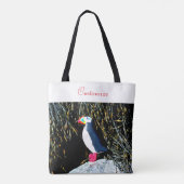 Tote Bag puffin d'art populaire sur rocher (Dos)
