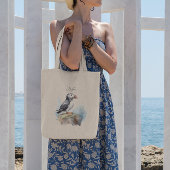 Tote Bag Puffin sur une aquarelle rocheuse, personnalisé