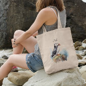 Tote Bag Puffin sur une aquarelle rocheuse, personnalisé
