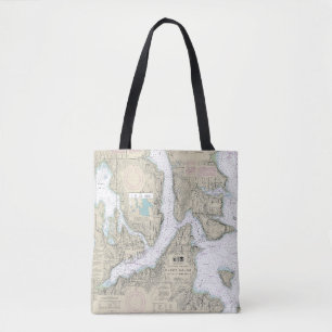 Tote Bag Puget Sound Seattle to Bremerton Carte Nautique