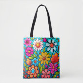 Tote Bag Puissance de fleur hippie de printemps rétro (Devant)