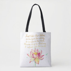 Tote Bag Puissante citation Postivite avec Lotus