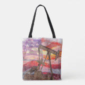 Tote Bag Pumpjack silhouette pastille Drapeau américain (Dos)