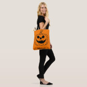 Tote Bag Pumpkin Face Jack O Lantern With Name (Sur le modèle)