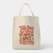 Tote Bag Pumpkin Spice Everything Funny Fall Warning Label (Dos)