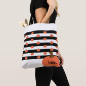 Tote Bag Pumpkin with White & Black Stripes - Personalized  (De près)