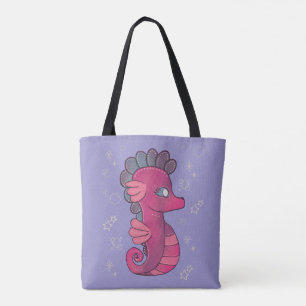 Tote Bag Punky Seahorse Hippocampe Rose Mignon