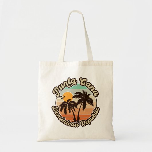 Tote Bag Punta Cana Dominicaine Palm Tree Retro Sunset 80s (Devant)