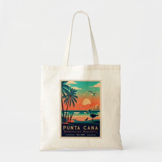 Tote Bag Punta Cana DR Retro Sunset Souvenirs 1960 (Devant)