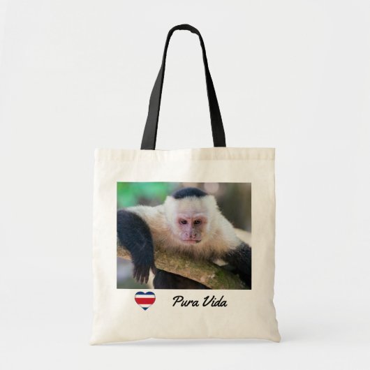 Tote Bag Pura vida pour singe capucin à visage blanc (Devant)