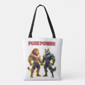 Tote Bag Pure Power – Strong Animal Muscle Cartoon Design (Dos)