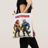 Tote Bag Pure Power – Strong Animal Muscle Cartoon Design (De près)