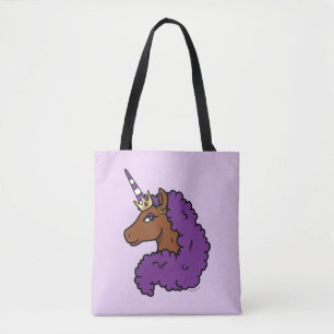 Tote Bag Purple Afro Unicorn