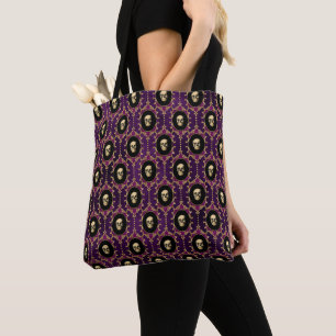 TOTE BAG PURPLE AVEC DES HABILS GOTHIQUES D'OR HALLOWEEN