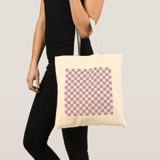 Tote Bag Purple Check, Checkerboard Pattern, Checkered (Devant (produit))