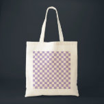 Tote Bag Purple Check, Checkerboard Pattern, Checkered<br><div class="desc">Pattered Checkered - purple and cream white checkerboard.</div>