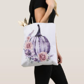 Tote Bag Purple citrouille mignon fleurs automne fleurs (De près)