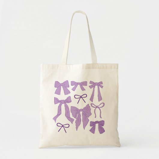 Tote Bag Purple Coquette Girl Bows (Devant)