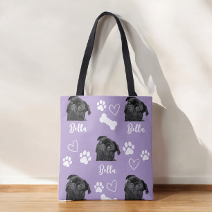 Tote Bag Purple Custom Love Empreinte de patte Amoureux des