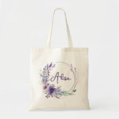 Tote Bag Purple Elegant Fleur sauvage Boho Aquarelle (Devant)