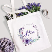 Tote Bag Purple Elegant Fleur sauvage Boho Aquarelle