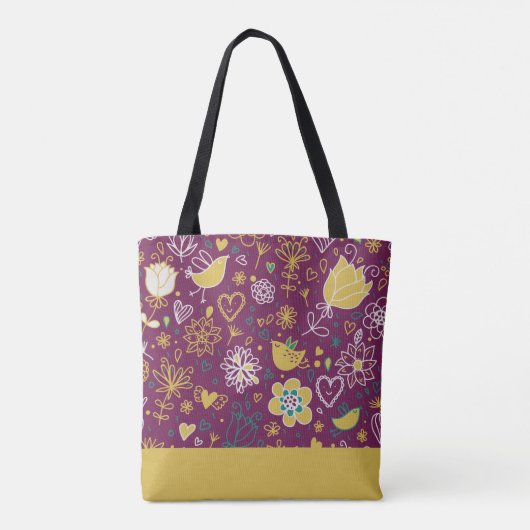 Tote Bag Purple et Gold Whimsy (Dos)
