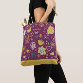 Tote Bag Purple et Gold Whimsy (De près)