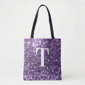 Tote Bag Purple Faux Parties scintillant Bokeh Sparkles Mon (Devant)