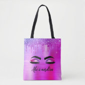 Tote Bag Purple Glitter Sparkle Eyelashes Monogram (Devant)
