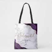 Tote Bag Purple Gold Agate Marble Bridesmaid (Devant)