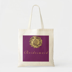 Tote Bag Purple Golden Sunflower Personalized Name Monogram