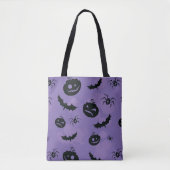 Tote Bag Purple Halloween Tote with creatures booo (Devant)
