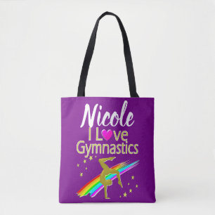 TOTE BAG PURPLE I LOVE GYMNASTICS DESIGN