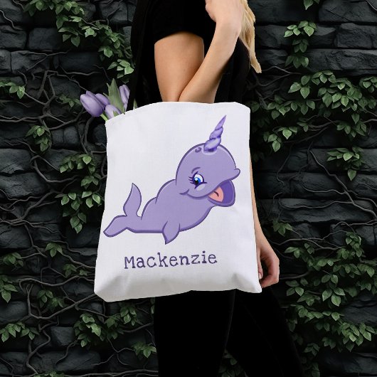 Tote Bag Purple Narwhal | Lilac Magique Mer Unicorne couche
