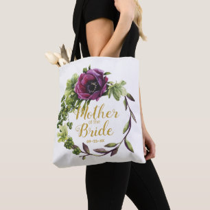 Tote Bag Purple Peony Wreath Mère de la mariée ID456