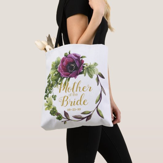 Tote Bag Purple Peony Wreath Mère de la mariée ID456 (De près)