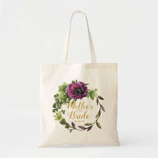 Tote Bag Purple Peony Wreath Mère de la mariée ID456 (Devant)