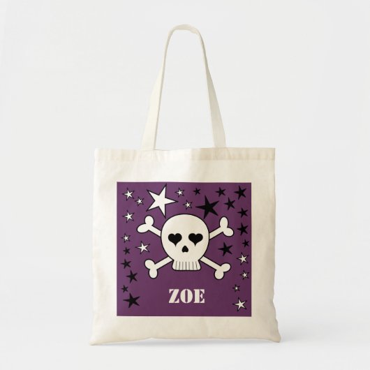 Tote Bag Purple Personnalisable Maigre Crossbone Crâne et é (Devant)