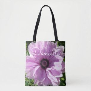 Tote Bag Purple Printemps rose fleurs florales Dames Nom Sa