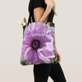 Tote Bag Purple Printemps rose fleurs florales Dames Nom Sa (De près)