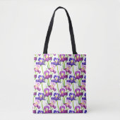Tote Bag Purple Rustique Pré Iris Fleurs Aquarelle (Devant)