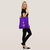 Tote Bag Purple Star Square Pattern Bible Verse Christian (Sur le modèle)