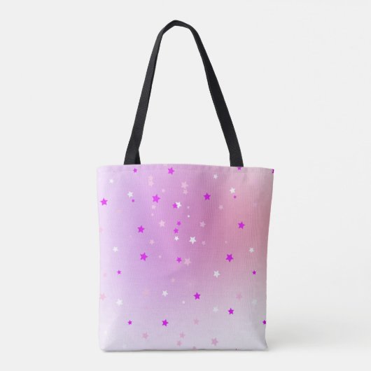 Tote Bag purple start Magical white unicorn (Dos)