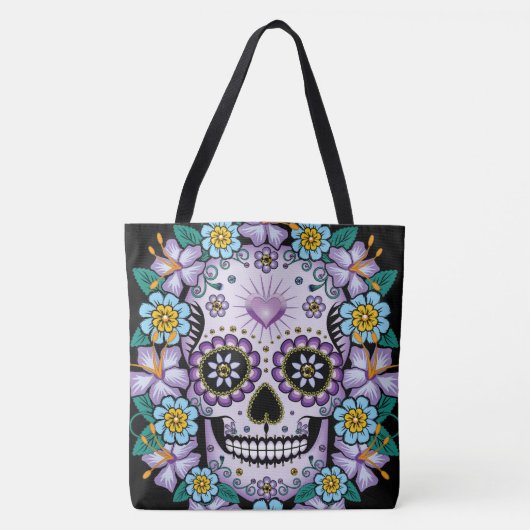 Tote Bag Purple Sugar Skull (Devant)