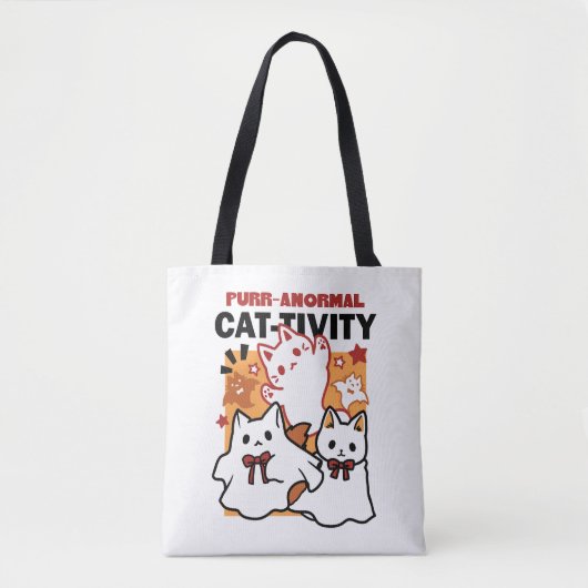 Tote Bag Purr-anormal Cat Cat mignonne Halloween Conception (Devant)