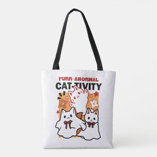 Tote Bag Purr-anormal Cat Cat mignonne Halloween Conception (Dos)