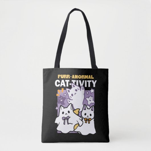 Tote Bag Purr-anormal Cat-tivity - Halloween Cat Design (Devant)